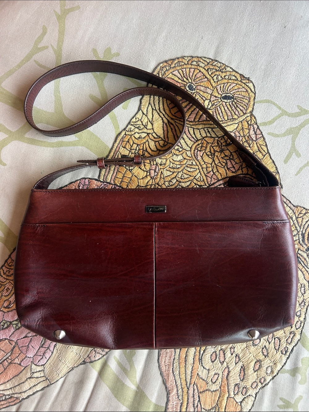 Vintage Oroton Sydney Burgundy Leather Shoulder Bag